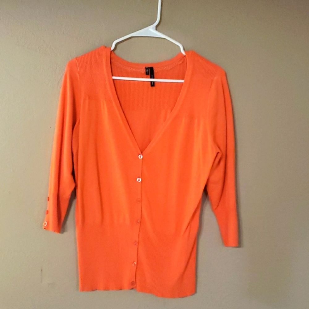 Maurices coral 3/4 sleeve button down cardigan